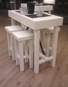 Houten statafel wit 120x50 (zonder krukken)